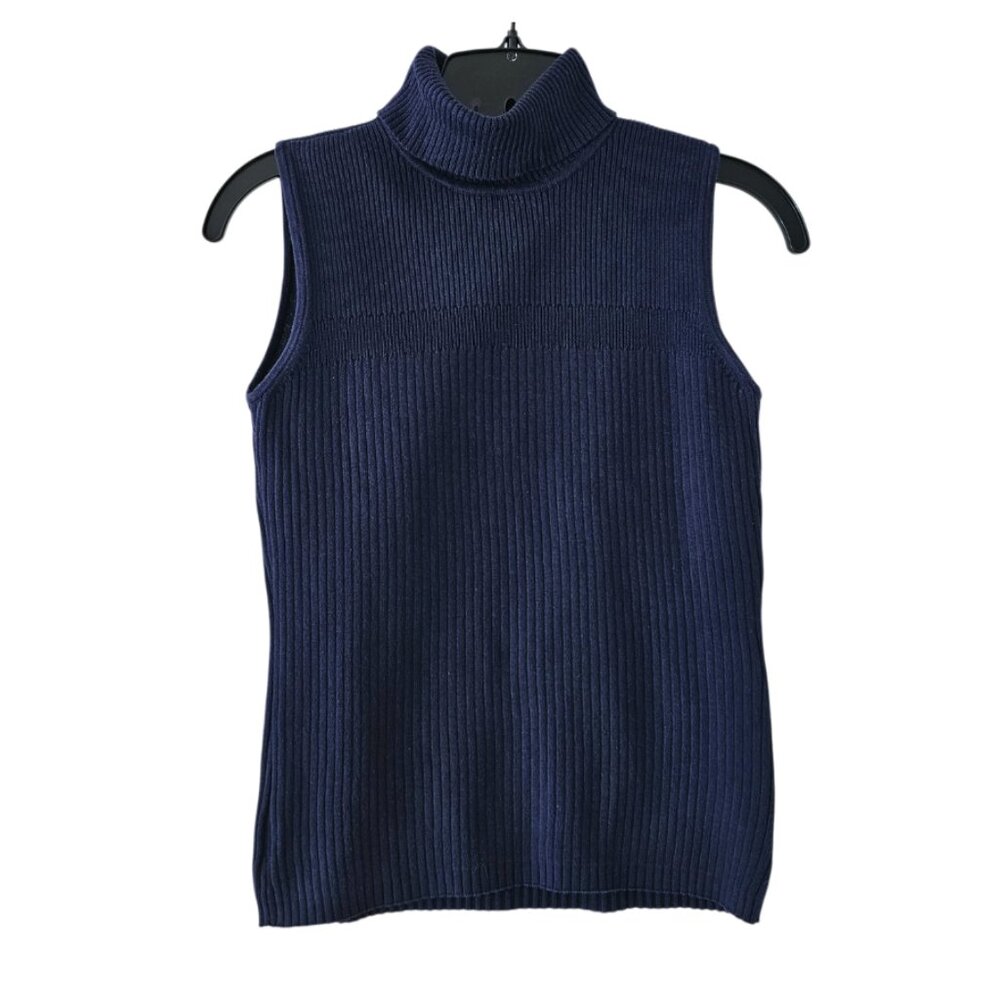 Petite Sophisticate Sleeveless Turtleneck Top | Like New | XSP | Dark Blue